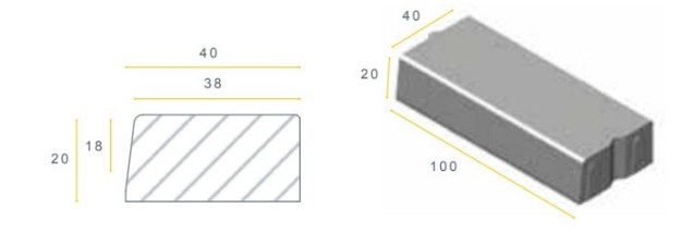 TRO 38/40x20x100 grijs vis K ~