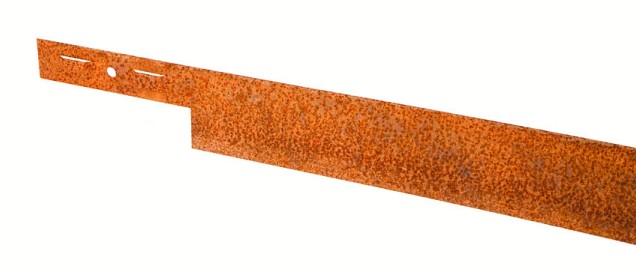 Mevosteel LxH 225x15,2 cm. Dikte 3 mm. ongecoat (Corten) incl. pennen ~