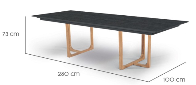 Table incl Top Nida 280 Dekton-TEAK  Bromo Nida / Bromo (280x100 cm) ~