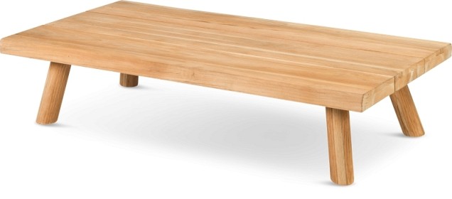 Wakkanda SalonTafel Solid Teak (FSC)blad (6 cm dik) en poten Teak (150x80x35 cm) ~