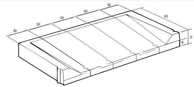 Inritblok Links 65x20x30cm - Aansluiting op 18/20 trottoirband - Visbek ~