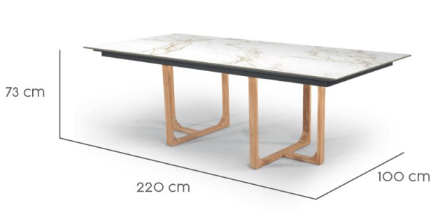 Table incl Top Nida 220 Dekton- TEAK Entzo Nida Entzo (220x100 cm) ~