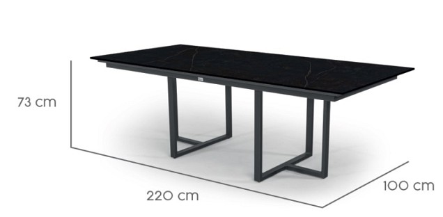 Table incl Top Nida 220 Dekton Kelya Nida / kelya (220x100 cm) ~