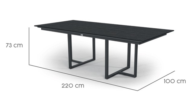 Table incl Top Nida 220 Dekton Bromo Nida / Bromo (220x100 cm) ~