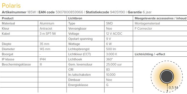 LightPro - Polaris - LED 6W - 12V ~