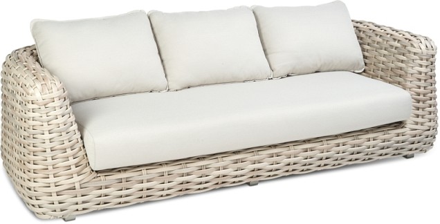 Wakkanda 3-Seater Lounge bank robuuste 20 mm PE draad. Swiss Fabrics all weather kussens Kubo (234x100x85 cm) ~