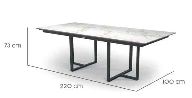 Table incl Top Nida 220 Dekton Entzo Nida Entzo (220x100 cm) ~