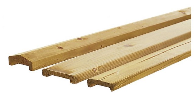 Vuren geschaafde afdeklat met sponning (5,2 cm) 1,9x7x181,5 cm t.b.v. recht/toogscherm, groen geïmpr