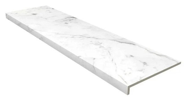 Zwembadrand recht Marble Carrara Blanco 120x31,5x1,4 cm. Antislip ~