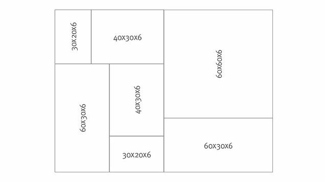 Excellent facet MF Mont-AnticoNoir Groot wildverband (30x20/40x30/60x30/60x60)x6 cm. ~