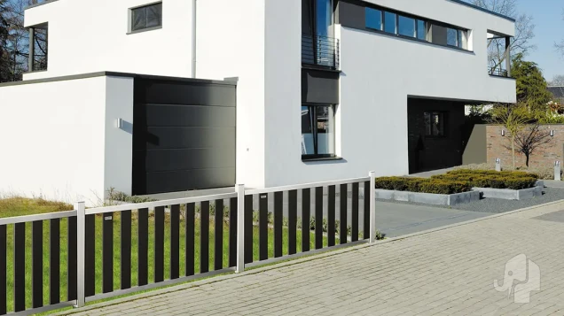 WPC-antraciet FSC tuinhek "Design" 10L 14mm 17x1800x800mm RVS bc ~
