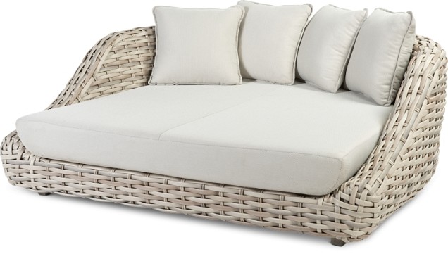 Wakkanda Daybed robuuste 20 mm PE draad. Swiss Fabrics all weather kussens Kubo (205x175x69 cm) ~
