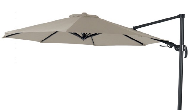 San Francisco zweefparasol exclusief (kruis)voet. dubbele knikfunctie Taupe (Ø 300 cm) ~