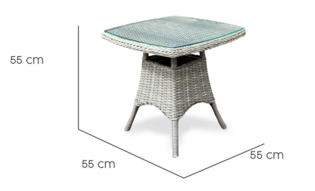 Doncaster Side Table glasplaat Weathered Grey (55x55x55 cm) ~