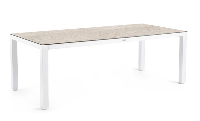 Briga Dining Table Trespa Travertin 240x100 cm Creme White ~