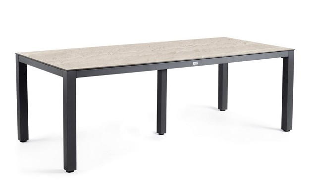 Briga Dining Table Trespa Travertin 280x100 cm Charcoal ~