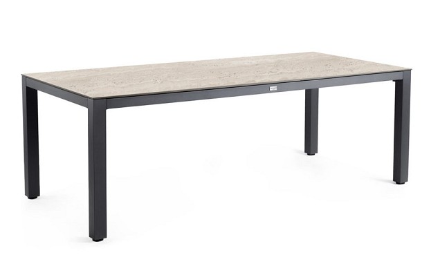 Briga Dining Table Trespa Travertin 240x100 cm Charcoal ~