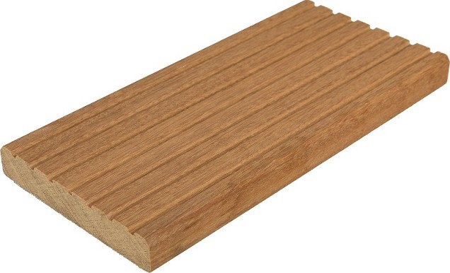 Bankirai 27x145 mm. L=396 cm. terrasplank grof-glad P100 Premium ~