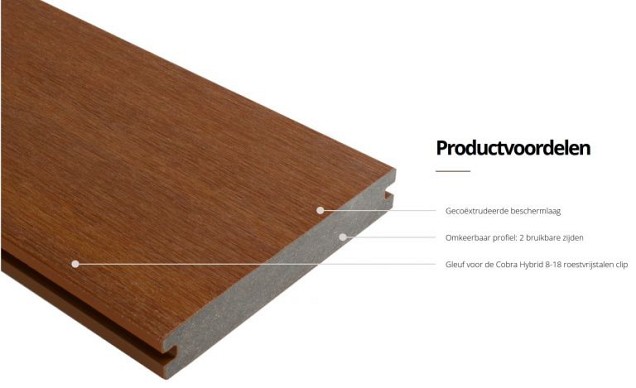 WPC 22,5x138 mm. L=390 cm. Fiberdeck Exotics massief Ipé ~