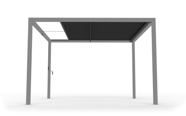 Umbra zonwering, breedte 251-300 cm. Uitval 351-400 cm. Doek: Tibelly, kleur xxxxx ~