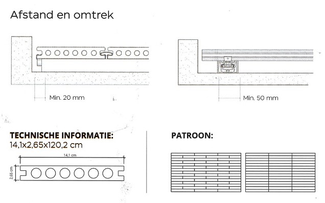 Exadeck Antiek 120x14x2,6 cm. ~