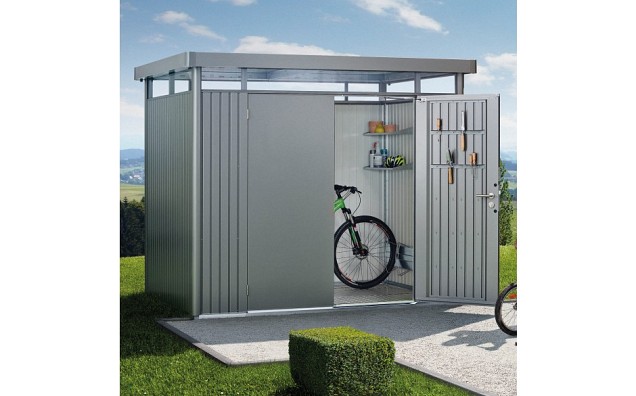 Berging HighLine Gr. H1 kwartsgrijs met dubbele deur (275x155x222 cm) ~