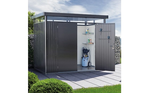 Berging HighLine Gr. H4 donkergrijs metallic met dubbele deur ~