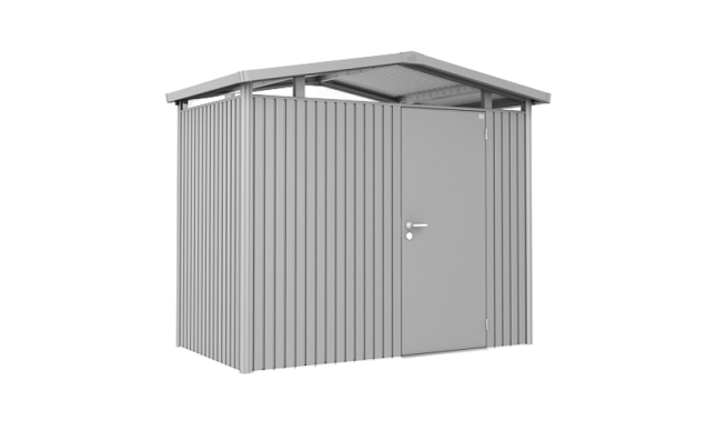 Berging Panorama Gr. P1 zilver metallic met standaard deur (273x158x227 cm) ~