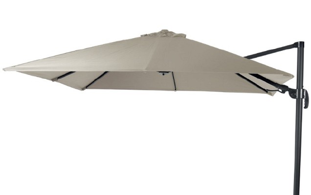 San Francisco zweefparasol exclusief (kruis)voet. dubbele knikfunctie Taupe (250x250 cm) ~