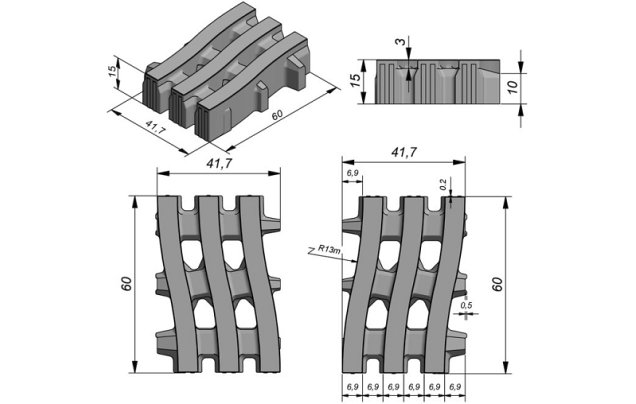 Aviena Wave Waterpasserende Tegel 60x41,7x15 cm. Carbon Intense (enkel op bestelling 200 m²) ~