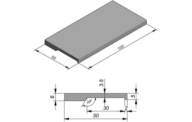 Zwembadrand Air Grey Soft 100x50x5/6 cm. ~