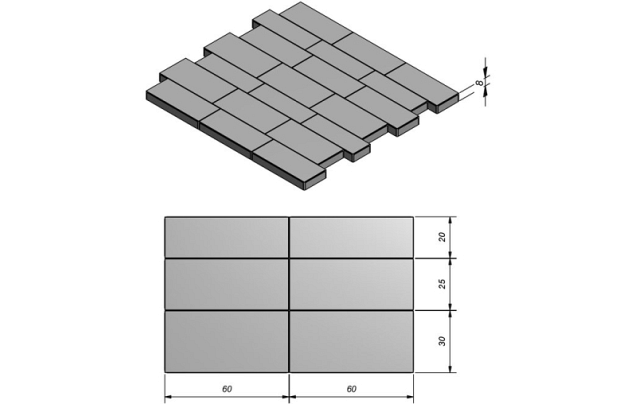 Metal Dark Flow Grey Groot Banenverband MF 60x(20-25-30)x8 cm. ~