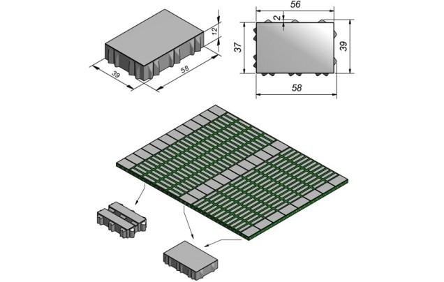 Betontegel Stepstone Big 58x39x12 cm. 2/2 Grijs ~