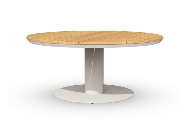 Morena Low Dining Table Teak Creme White 120 - Ø68 cm. ~