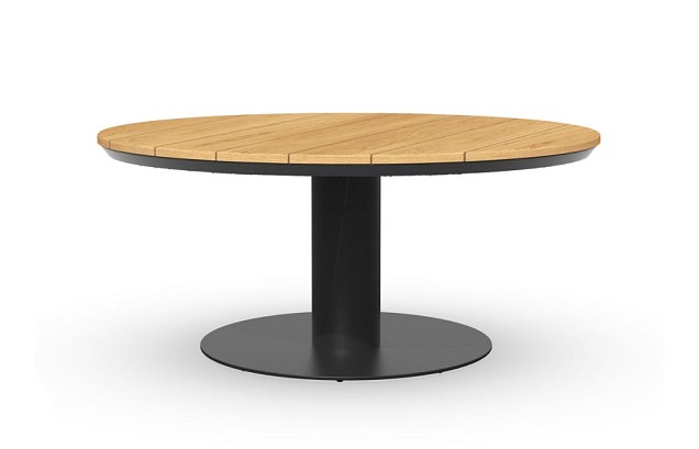 Morena Low Dining Table Teak Charcoal 120 - Ø68 cm. ~