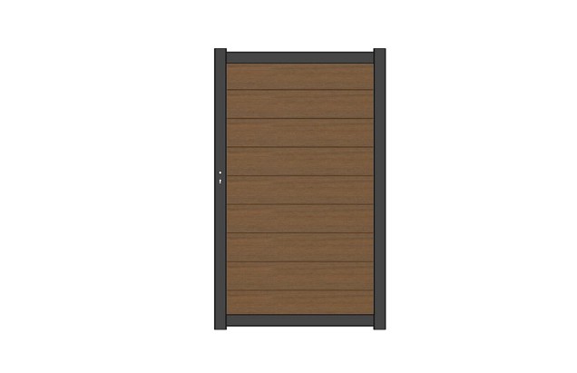 NTW Premium deur met alu frame horizontaal Teak 97x186 cm. ~