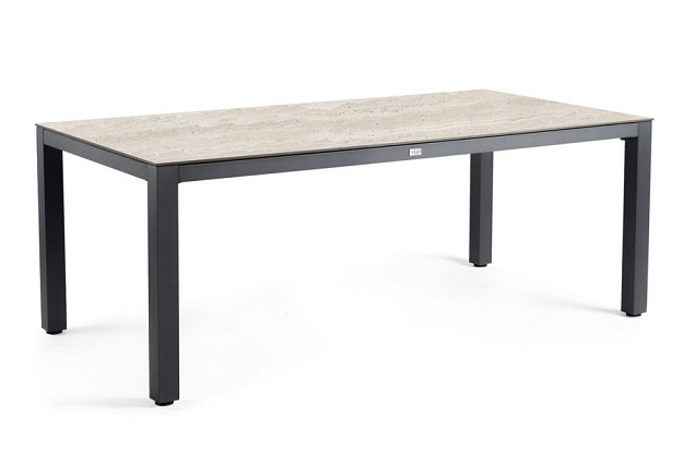 Briga Dining Table Trespa Travertin 220x100 cm Charcoal ~