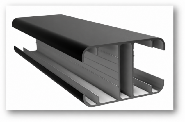 Dual Straight aluminium Slim Line H-paal zwart 270 cm. ~