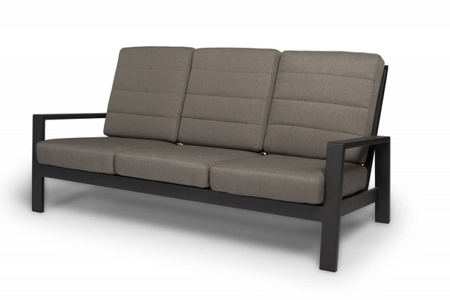 Queens Lounge Bench 3-Seater Swiss Fabrics all weather kussens VERSTELBAAR Charcoal (210x94x89 cm) ~
