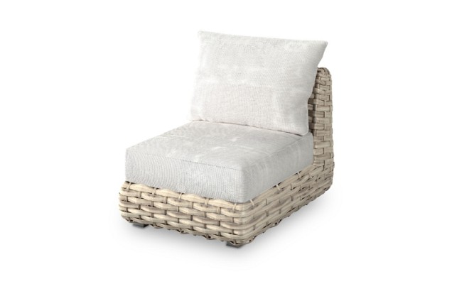 Wakkanda Lounge Center element robuuste 20 mm PE draad. Swiss Fabrics all weather kussens Kubo (72x100x85 cm) ~