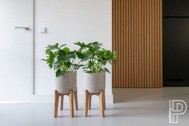 Pottery Pots plantenbak Charlie L (Feet High)  Grey Washed ø32x51.5 cm ~