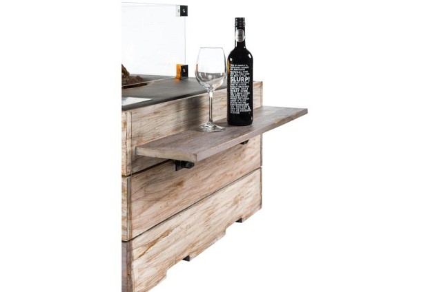 Houten Side Table Nice&Nasty met 2 poeder coated/rubber steunen, 1 set = 2 stuks 74x16,5x20cm~