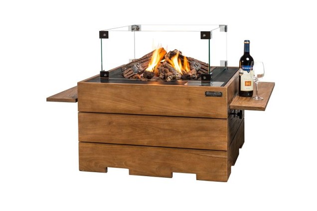 Houten Side Table Teakhout met 2 poeder coated/rubber steunen, 1 set = 2 stuks 74x16,5x20cm~