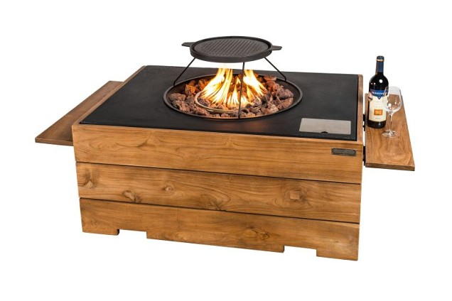 Rechthoek teakhout zwart 107x80x46cm~