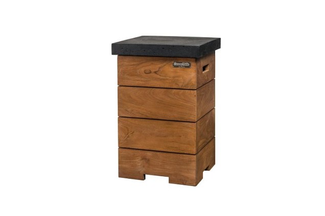 Enclosure (Bijzettafel) Teakhout LPG Tank, kleur deksel: zwart 41x41x62cm~