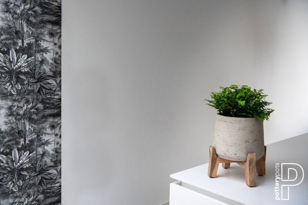Pottery Pots plantenbak Patt M (Feet High) Grey Washed (øxh) 23x35 cm. ~