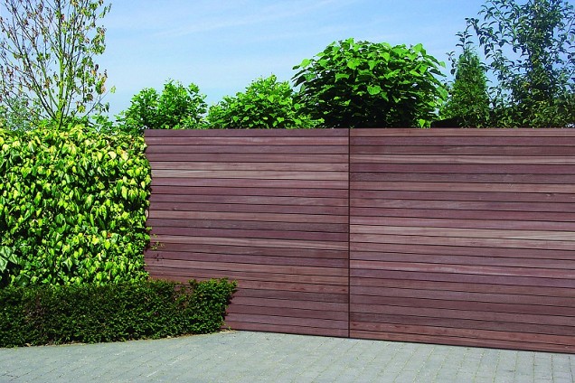 Keruing scherm 180x180 cm. 50 Lamellen 1,5x7 cm. Premium ~