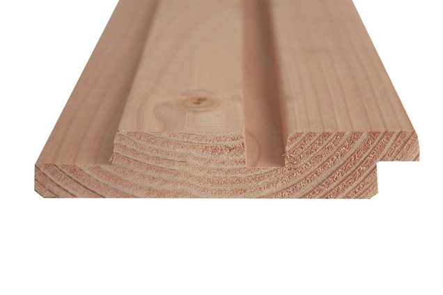 Douglas geschaafd rhombusprofiel 2,7x14,5x400 cm. onbehandeld. ~
