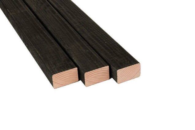 Douglas geschaafde regel gedroogd 4,5x7x250 cm. zwart ~