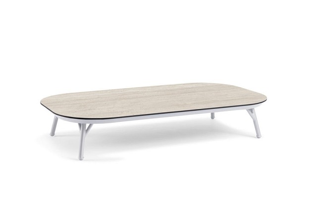 Nora Coffee Table Large Trespa Travertin Creme White ~